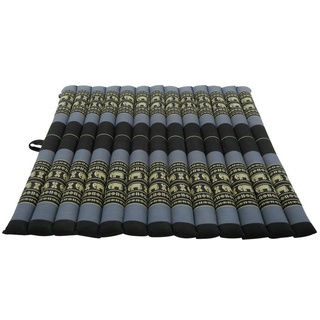 my Hamam Yogakissen Zabuton Meditationsmatte rollbar schwarz-blaugrau, angenehm, weich, unterstützend mit Elefanten Muster, 69x78 cm blau|grau|schwarz