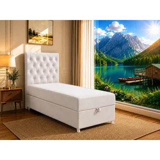 Best for Home Boxspringbett Trinity K-14 Boxspringbett mit Bettkasten & Bonnell-Federkern (Einzelbett, Polsterbett gepolstertes Kopfteil, Jugendbett, Kinderbett, 3-St., 70x200 80x200 90x200 100x200 cm), Handwerksqualität, TOP Preis-Leistungs-Verhältnis silberfarben 80 cm x 200 cm