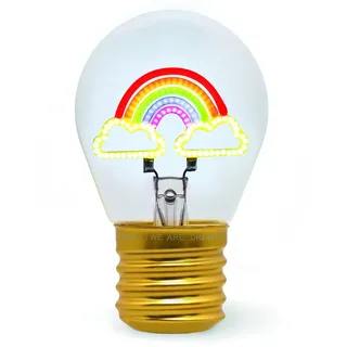 LEGAMI - Glühbirnenförmige Tischlampe, wiederaufladbar mit USB Kabel, kabellos, Glühbirnen Fiktion, Rainbow Thema, 6,8 x 10,3 cm