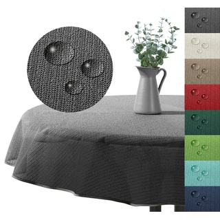 heimtexland Gartentischdecke Outdoor Tischdecke Garten Balkon Camping Tischdeko (Stück 1-tlg), wetterfest I robust I UV-beständig I rutschfest I waschbar grau oval | 160 cm x 220 cm