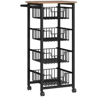 Homcom Küchenwagen, Natur, Metall, 31x91x49.5 cm, Esszimmer, Servierwagen