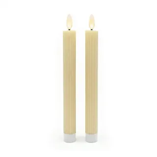 Relaxdays LED Stabkerzen 25 x 2 cm beige