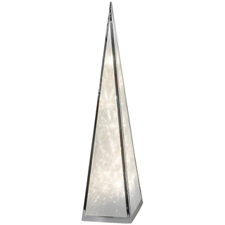 Formano beleuchtbare Deko-Pyramide mit 12 LEDs, 45 cm, mit Drehmotor und Adapter, 1 Stück, aus Metall Silber