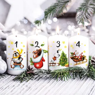 Adventskerzen 4er-Set Weihnachtskerzen Advent Kalenderkerzen Adventsgesteck