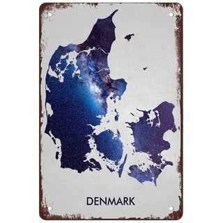 Blechschilder Dänemark-Metallic-Karte Wanddeko Retro Metallschild Personalisierte Bade Wand Dekoration Für Café Geschenke Garten S