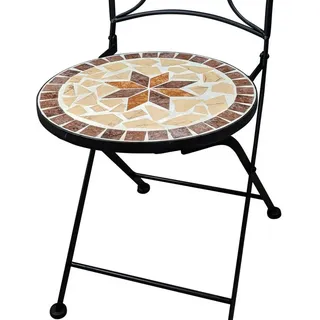 Kamelio Gartenstuhl Gartenstuhl Mosaik Balkon Set Mosaik Bistrostuhl Metall Garten beige|braun