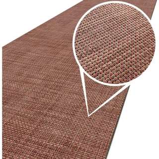 ANRO Küchenläufer Hochwertig Outdoorläufer Teppich TATAMI Läufermatte, Eckig, Höhe: 3 mm, Rattanoptik rot 50 cm x 100 cm x 3 mm