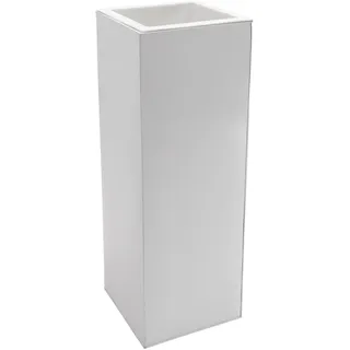 Einzel Zink Blumenkübel "Block" 80 cm, Weiß, inkl. Bewässerungsystem