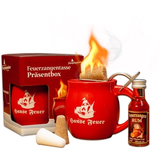 Feuerzangentasse 1er-Set, mit Rum, Rot/Hanse Feuer - für Feuerzangenbowle