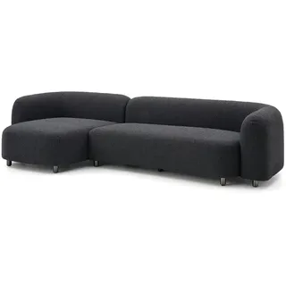 Ecksofa mit Recamiere Ikari anthrazit grau Bezug anthrazit; Füße Edelstahl schwarz links 301x66x140 cm