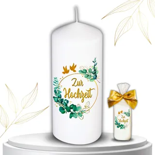 Hochzeitskerze Eukalyptus Design Traukerze zur Hochzeit Geschenk Brautpaar Deko