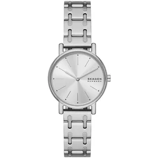 Skagen Signatur Uhr für Damen, Quarzwerk mit Edelstahl- oder Lederarmband, Silberton, 30MM