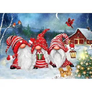 DPHERO DIY Zwerge Diamond Painting Winter, 5D DIY Weihnachten Diamant Painting Komplettset Diamantmalerei Handwerk Strass Malerei für Erwachsene Kinder Innendekoration 30 x 40 cm