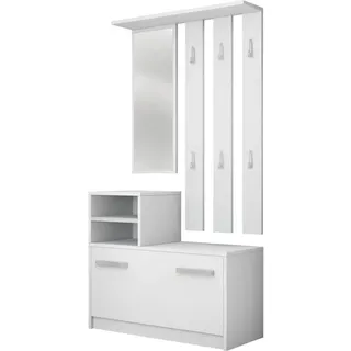 Mirjan24 Garderobe, Weiß, Holzwerkstoff, 85x180x24 cm, Garderobe, Garderoben-Sets & Serien, Garderoben-Sets