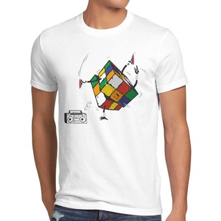 style3 Print-Shirt Herren T-Shirt Cube Breakdance zauberwürfel sheldon weiß XXL