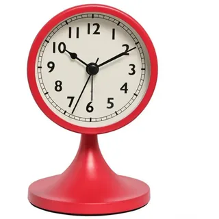 Metall Vintage Wecker mit leisem Betrieb und Leuchtzeigern, groß klar für einfaches Ablesen der Zeit (rot)