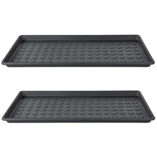 IKEA 2-er Set Schuhwanne Baggmuck Schuhmatte/Schuhabtropfschale - hoher Rand - Abtropfrillen - Robustes Polypropylen - dunkelgrau - 71x35x3 cm