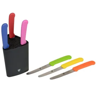 GRÄWE Messer-Set 6x Brötchenmesser mit Wellenschliff (7-tlg., verschiedene Messerfarben wählbar), Gräwe Universal-Messerblock mit 6 Brötchenmessern bunt