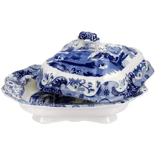 Spode Italienische Gemüseschale mit Deckel, 30,5 cm, Blau