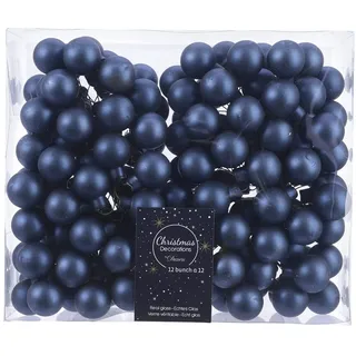 Kaemingk Weihnachtskugeln am Draht Glas 2,5cm x 144 Stück Spiegelbeeren Matt dunkelblau blau Nachtblau