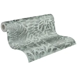 A.S. Création Vliestapete Blumentapete 64 cm x 10 m 388301 Blau/Grün/Silber/Mint