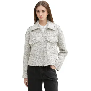 TOM TAILOR Denim Damen Boucle Jackemit Kragen,35878 - White Black Boucle, XL - XL