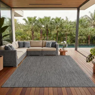 Outdoor Teppich Wetterfest Einfarbiges Design Terrasse Balkon Teppich Küche Garten Sisal-Look Küchenteppich Läufer Flur, Größe: 200 x 290 cm, Farbe: Grau