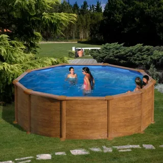 Gre Stahlwandpool Mauritius Ø 350 x 132 cm Holzdekor