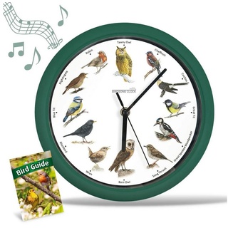 Starlyf Wanduhr Birdsong Clock (Uhr mit natürlichen Vogelstimmen, 25x25cm, batteriebetrieben, grün) grün
