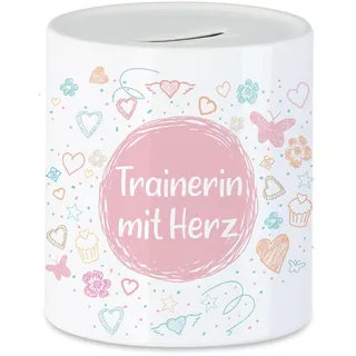 Hey!Print Trainerin mit Herz Spardose Dankeschön Geschenk Danke Sagen Für Alles Fitness Handball Fußball Verein