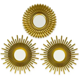 3-teiliges Wandspiegel-set, Runder Spiegel Für Die Wanddekoration In Wohnzimmer Und Schlafzimmer, Sonnenstrahl-spiegel, Wandbehang, Originelles Geschenk Für Frauen Und Mütter, Goldener Spiegel Zur Dek