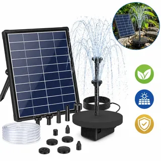 Solar Springbrunnen Garten 6,5W Akku Brunnen für Vogeltränke Teich Vogelbad