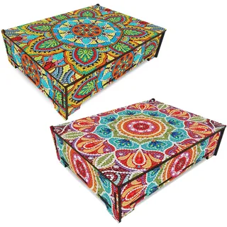 CXINLky Diamond Art Painting Aufbewahrungsbox, Diamond Art Painting Box, Mandala Diamond Art Painting Schmuckkästchen Aufbewahrungsbox Holz Organizer Box Ankleidebox mit Spiegel-2 Stuck-B