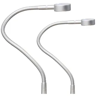 Kalb Material Für Möbel LED Bettleuchte Leseleuchte Bettlampe Flexleuchte chrom silbergrau Touch Schalt, Farbe:silbergrau/alu eloxiert, Größe:2er Set
