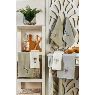 Foutastic Hochwertiges Küchenhandtuch-Set (6-teilig), 100% Baumwolle, 40 x 60 cm | Besticktes Design, maschinenwaschbar bei 30 °C, bügelbar | Ideal zum Kochen