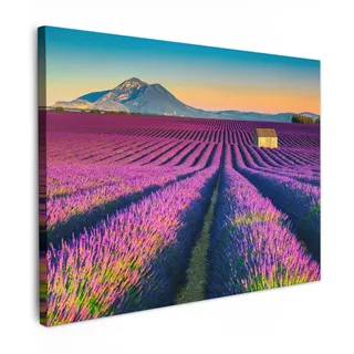OnlyWow© Outdoor Kunstdruck 80x60 cm Dekoration Garten Wetterfestes Leinwandbild Außenbereich Wall Decoration Terrasse Moderne Bild Draußen Lavendel - Berg - Blumen