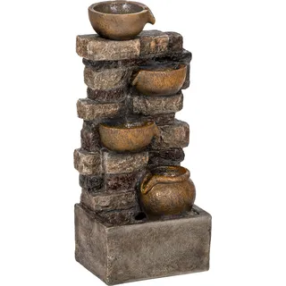 Outsunny Springbrunnen 5-stufig Gartenbrunnen mit LED Beleuchtung Steinoptik Pumpe, Verstellbar Zimmerbrunnen Wasserspiel Zierbrunnen Terrassenbrunnen für Garten Rasen 31 x 25,5 x 72 cm   Aosom