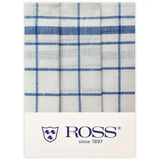Ross 3er Pack Halbleinen-Geschirrtücher Karo 50x70 cm | blau - blau