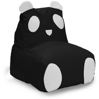 Lumaland Sitzsack Kinder Panda 75x65x65 cm (1x Kindersitzsack), weiches Sitzpolster, Kinderzimmer, pflegeleichtes Material schwarz