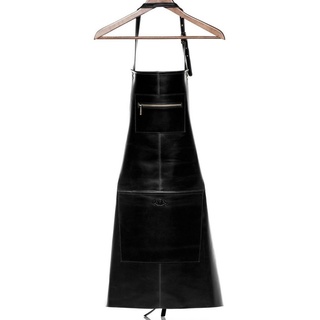 SID & VAIN Grillschürze echt Leder Schürze zum Grillen BBQ schwarz HEATHROW, Kochschürze echt Leder Unisex, Lederschürze BBQ, Schürze schwarz schwarz