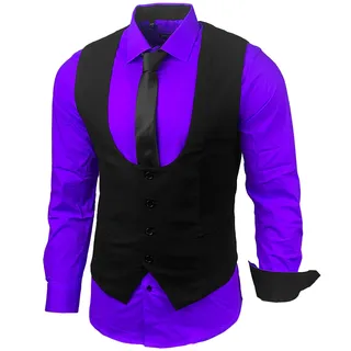 Herren Hemd Weste Krawatte Set Business Anzugweste Westen Slim Fit Smoking Frack Business Herrenanzug-Set Sakko B-101 - M