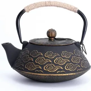 Gusseisen Teekanne mit Infuser 800ml Japanisch Schwarz Emailliert