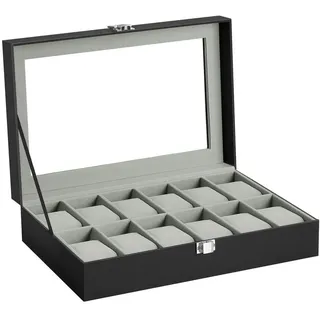 Songmics Uhrenbox 12 Fächer