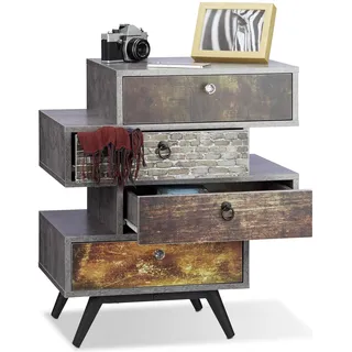 Relaxdays Kommode 60 x 68,5 x 40 cm anthrazit/braun/schwarz