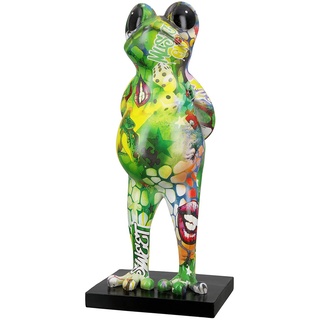 Casablanca Deko Tier Figur Skulptur Frosch - Moderne Kunst Dekoration aus Kunstharz - Street Art Design - Mehrfarbig Höhe 30,5 cm