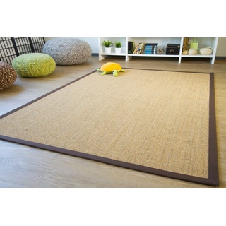 Steffensmeier Sisal Teppich Brazil mit Bordüre Farbe Natur dunkel braun Premium Qualität 100% Sisal, Größe: 250x300 cm