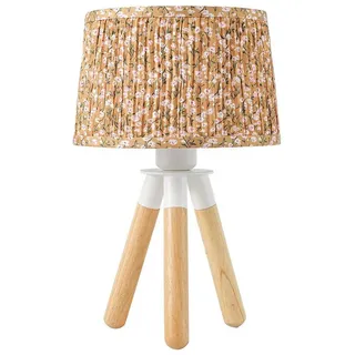 STANBOW Bettleuchte weiße Dreibein-Tischlampe aus Gummibaumholz, ohne Leuchtmittel, tischlampen wohnzimmer, tischlampen mit kabel, tischlampen landhaus gelb