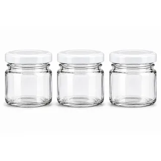 made in home - Mini Gläser 40 ml, Einmachglas, Gewürzgläser mit Schraubdeckel, Sturzglas, Probiergläser, Marmeladengläser, kleine Honiggläser, Rundgläser (Weiß Deckel, 80)