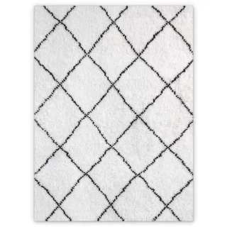 Coloray BirdsEcho Vinyl-Teppich PVC 140x198cm Dekorative Matte Bodenschutz in der Küche Küchenmatte Linoleum Teppich Küchendekorationsmatte - Weiße und Schwarze Diamanten