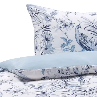 Beliani Ballard Floral Blau 155 x 220 cm + 80 x 80 cm